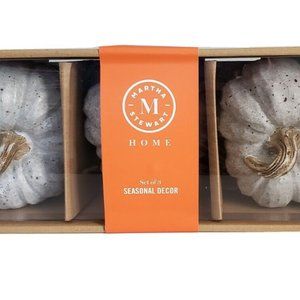 Martha Stewart Set of 3 Gray Pumpkin Decor